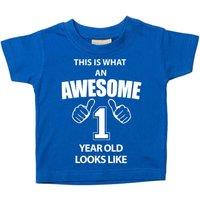 60 SECOND MAKEOVER This is What An Awesome 1 Year Old Looks Like T-Shirt in Blue | Size: 6-12 m