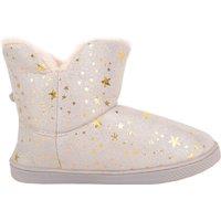 ABSOLUTE FOOTWEAR Girl's Childrens Easy Slip On Faux Fur Winter Bootie Slipper, Star Design in Grey | Size: Infant 10-11