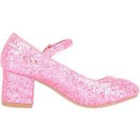 ABSOLUTE FOOTWEAR Girl's Childrens Kids Slip On Heeled Sparkly Glitter Pagent Party Shoes in Pink | Size: 2