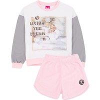 Barbie Girl's Long Sleeve Short Leg Pyjama Set | Pink/Grey | Official Merch in Pink | Size: 5-6 Years