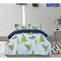 Smart Living Fun & Cosy Kids' Duvet Cover with Pillowcase & Fitted Sheet Complete Set in Blue | Size: Double