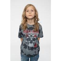 Guns N Roses Kids Flower Skull Dye Wash Tee in Grey | Size: 11-12 Years