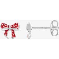 Fleur Kids Sterling Silver Red Enamel Bow Stud Earrings AZE145904