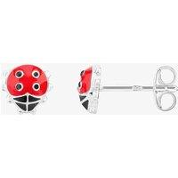 Fleur Kids Sterling Silver Red Enamel Ladybird Stud Earrings AZE231704