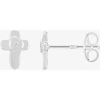 Fleur Kids Sterling Silver Cubic Zirconia Cross Stud Earrings AZE041404