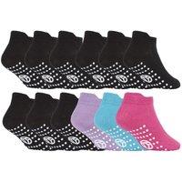 Sock Snob Girl's 12 Pack Ankle Non Slip Soft Breathable Cotton Socks for Gym in Black | Size: 2-3 Years