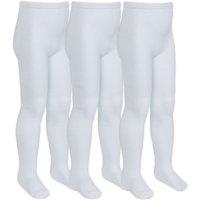 Sock Snob Girl's 3 Pack Soft Plain Bamboo School Tights in White | Size: 2-3 Years