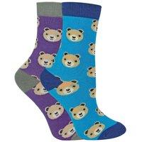 Miss Sparrow Boy's 2 Pack Animal Pattern Soft Breathable Bamboo Socks in Purple | Size: 2-3 Years