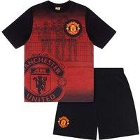 Manchester United FC Boy's Kids Short Pyjama Set in Red | Size: 8-9 Years