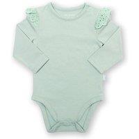 Kite Girl's Baby Broderie Organic Cotton Bodysuit Soft Spruce in Green | Size: 6-9 m