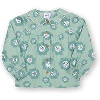 Kite Girl's Big Bloom Organic Cotton Blouse in Green | Size: 3 Years