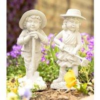 Marco Paul Gardening Kids garden resin ornament in Off-White