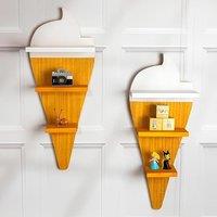 Marco Paul Set of 2 Ice Cream Floating Wall Shelves for Kids Bedroom Nursery Dcor in Light Brown