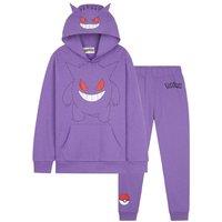 Pokemon Boy's Tracksuit Set 2 Piece Comfy Loungewear Activewear in Purple | Size: 5-6 Years