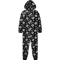 CityComfort Boy's Football Onesie Hooded Jumpsuit Loungewear Nightwear in Black | Size: 7-8 Years