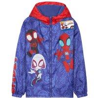 Marvel Spidey Raincoat Fleece Water Resistant Hooded Outerwear Top in Blue | Size: 7-8 Years
