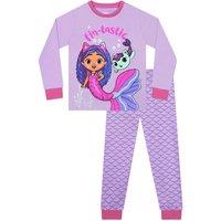 Gabby's Dollhouse Girl's Fin-tastic Long Pyjama Set in Purple | Size: 9-10 Years
