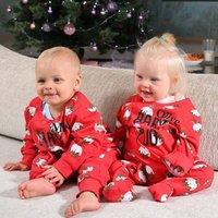 Lulabay Personalised PUD Christmas Sleepsuit in Red | Size: 18-24 m