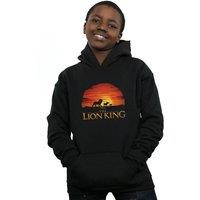 Disney Boy's The Lion King Movie Sunset Logo Hoodie in Black | Size: 3-4 Years