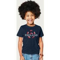 Coto7 England Retro Ball Art World Cup Football T-Shirt in Navy | Size: 3-4 Years