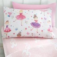 Happy Linen Company Kids Fitted Sheet For Prima Ballerina Ballet Dance Bedding Bed Linen in Pink | Size: Double Fitted
