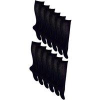 Sock Snob Girl's 12 Pack Long Knee High Soft Cotton School Socks in Black | Size: 8-10 Years