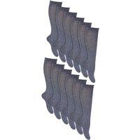 Sock Snob Girl's 12 Pack Long Knee High Soft Cotton School Socks in Grey | Size: 8-10 Years
