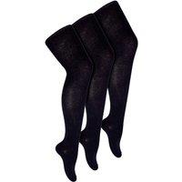 Sock Snob Girl's 3 Pack Plain Soft Breathable Cotton School Tights in Black | Size: 3-4 Years