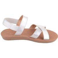 ABSOLUTE FOOTWEAR Girl's Childrens Easy Slip On Elasticated Strap Shiny Summer Sandals in Silver | Size: Infant 11