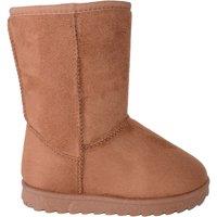 ABSOLUTE FOOTWEAR Childrens Easy Slip On Faux Fur Mid Calf Winter Boots in Tan | Size: Infant 13