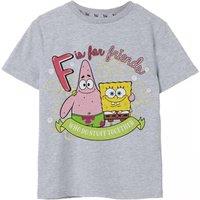 SpongeBob SquarePants Girl's Short Sleeved T-Shirt | Grey Marl | Official Merch | Size: 9-10 Years