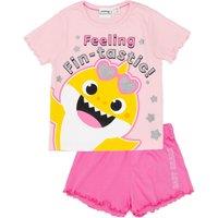 Baby Shark Girl's Short Sleeve Short Leg Pyjama Set | Pink | Official Merch | Size: 18-24 m