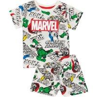 Marvel Boy's Short Sleeve Short Leg Pyjama Set | Boys White AOP | Size: 3-4 Years