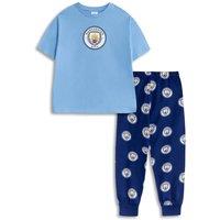 Manchester City Boy's Short Sleeve Long Leg Pyjama Set | Multicoloured | Official Merch | Size: 2-3 Years