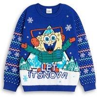 SpongeBob SquarePants Christmas Jumper | Blue | Official Merch | Size: 5-6 Years