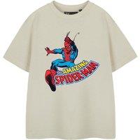 Marvel Boy's Short Sleeved T-Shirt | Boys Oatmeal | Official Merch in Beige | Size: 7-8 Years