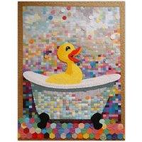 Artery8 Yellow Rubber Duck Ducky Bath Time Bathroom Toilet Art Yellow Mosaic Kids Room Nursery Extra Large XL Wall Art Poster Print