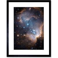 Artery8 Wall Art Print Hubble Space Astronomy Observations Infant Stars Small Magellanic Cloud Galaxy Bright Blue Glowing Star Cluster NGC 602 Nebula