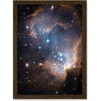 Artery8 Wall Art Print Hubble Space Astronomy Observations Infant Stars Small Magellanic Cloud Galaxy Bright Blue Glowing Star Cluster NGC 602 Nebula