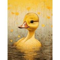 Artery8 Wall Art Print Yellow Duckling Kids Bedroom Baby Nursery Calm Elegant Artwork Poster | Size: W12 x H16