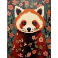 Artery8 Wall Art Print Red Panda Cute Tree Blossom Kids Bedroom Artwork Poster | Size: W12 x H16