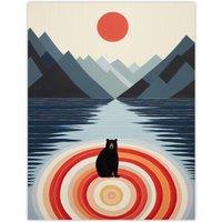 Wee Blue Coo Wall Art Print Bear Lake Calm Kids Room Fun Red Blue Living Room | Size: W18 x H24