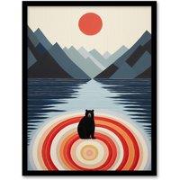 Wee Blue Coo Wall Art Print Bear Lake Calm Kids Room Fun Red Blue Living Room Framed | Size: A4