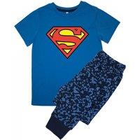 Superman Boy's Camo Logo Long Pyjama Set in Blue | Size: 3-4 Years