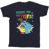 Disney Boy's Bring On The Toys Cotton T-Shirt in Navy | Size: 9 Years