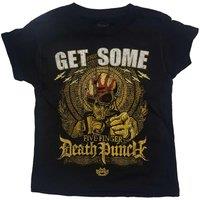 Five Finger Death Punch Get Some Cotton T-Shirt in Black | Size: 9-10 Years