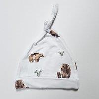 Minky Myles Newborn Baby Beanie Hat With Bear Animals in White | Size: 0-6 m