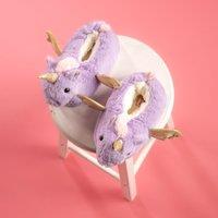 Lulabay Girl's Unicorn Faux Fur Slippers in Lilac | Size: Infant 9-10