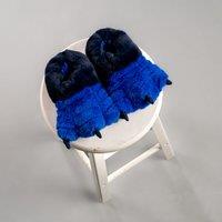 Lulabay Boy's Monster Faux Fur Slippers in Navy | Size: Infant 9-10