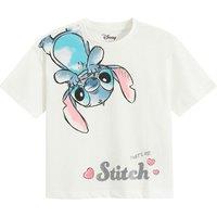 Cool Club Girl's Lilo & Stitch Short Sleeve Glitter Printed T-Shirt in White | Size: 4 Years